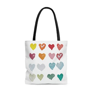 Valentine&#39;s Tote Bag, Watercolor Hearts