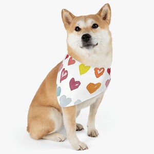 Hearts Watercolor Pet Bandana Collar