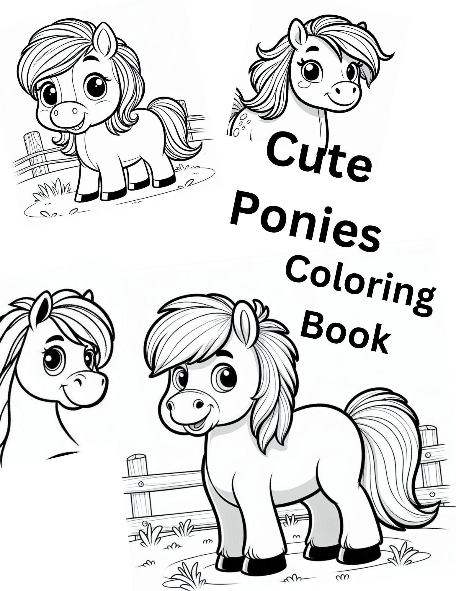 41 Cute Ponies Coloring Pages, Coloring Book, Adult Coloring Book, Kids ...