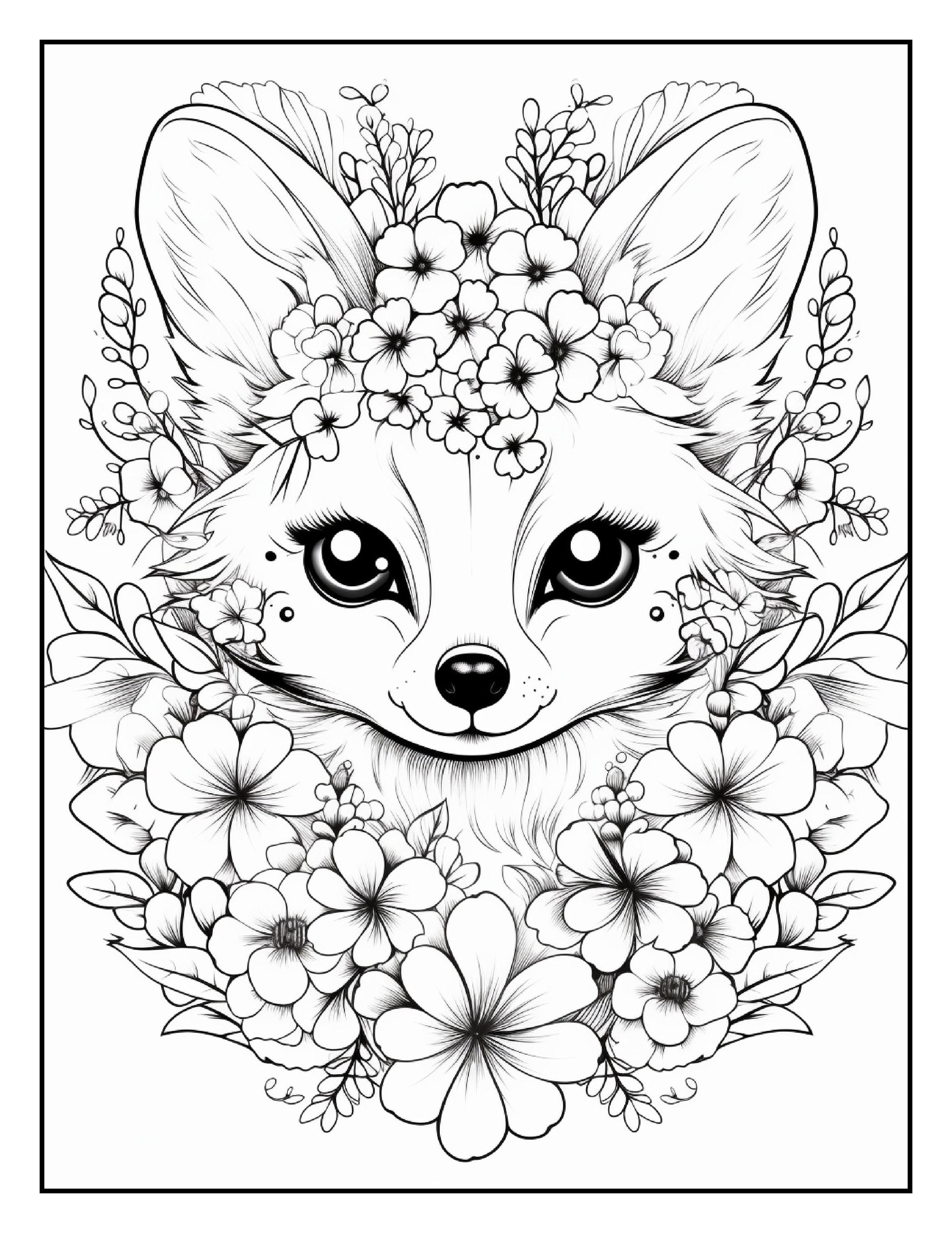 210 Floral Animal Coloring Pages | Printable Coloring Book | Animal ...
