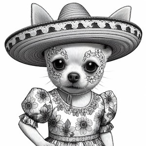 67 Cute Chihuahua with Hats Coloring Pages, Coloring Book, Adult Coloring Book, Kids Coloring Book, Stress Relief, Kid Coloring Pages