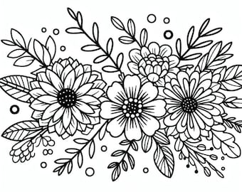 65 Simple Flower Coloring Pages | Easy Printable Coloring Book for Kids & Beginners | Relaxing Floral Art PDF
