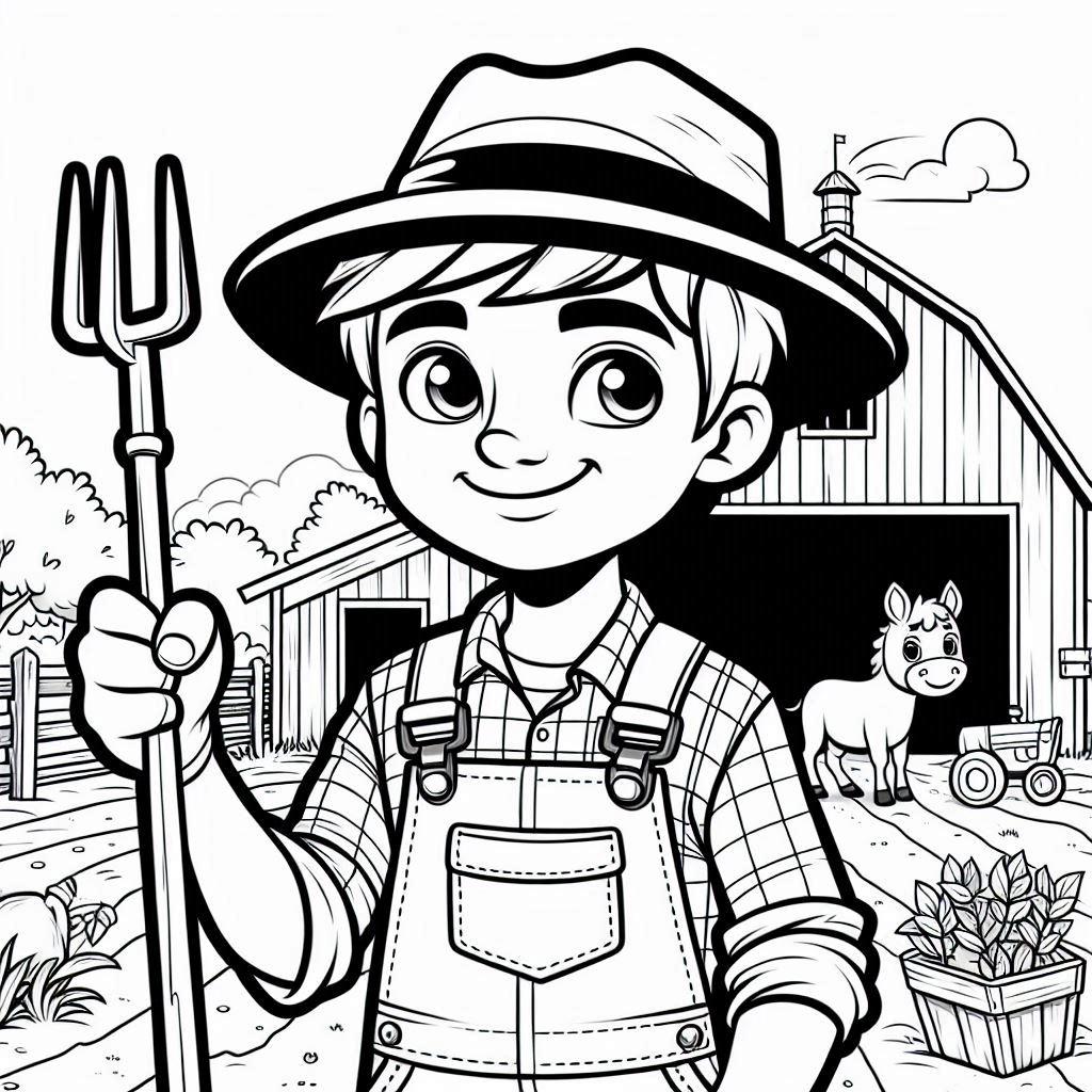 21 Farmer and Farm Boys Coloring Pages, Coloring Book, Adult Coloring Book,  Kids Coloring Book, Boys Coloring Book, Stress Relief, Coloring - Etsy, image size:1024x1024