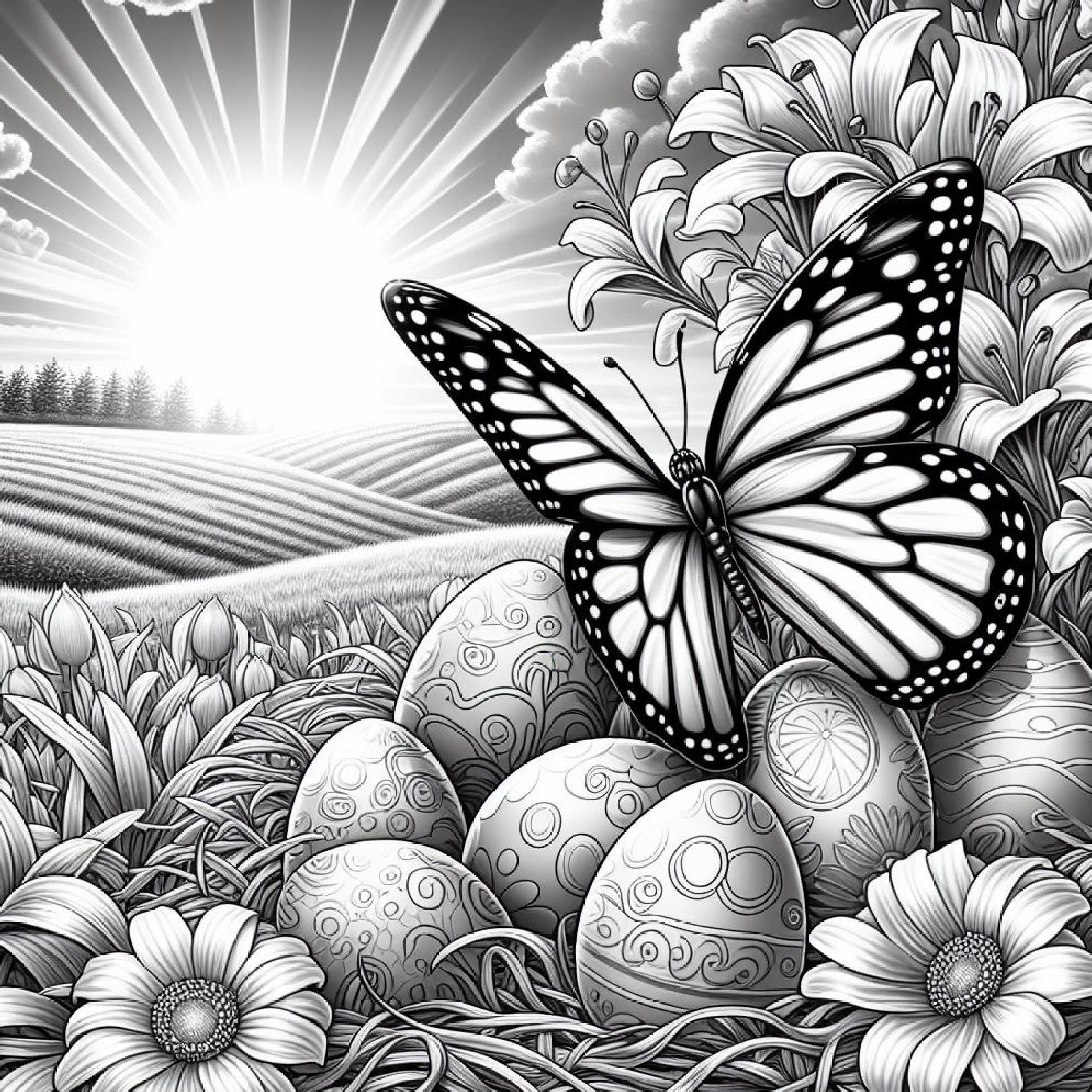 55 Easter Butterfly Coloring Pages | Spring Holiday Coloring Book ...