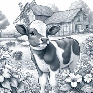 65 Adorable Animals (Farm Animals and Wild Animals) Coloring Pages, Coloring Book, Adult Color, Kids Coloring Book, Kid Coloring Pages
