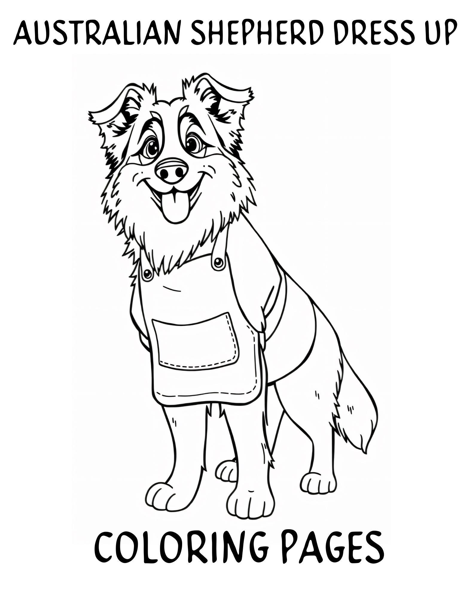 75 Cute Australian Shepherd Dress Up Coloring Pages, Coloring Book, Adult  Coloring Book, Kids Coloring Book, Kid Coloring Pages, image size:1545x2000