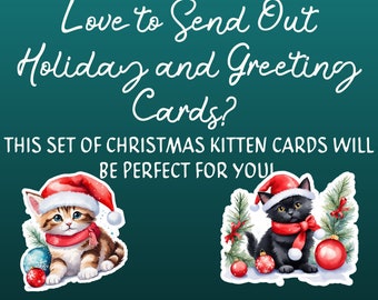 28 5 x 7 Printable (in Canva and PDF) Blank Holiday and Greeting Cards - Christmas Kittens (Cat)