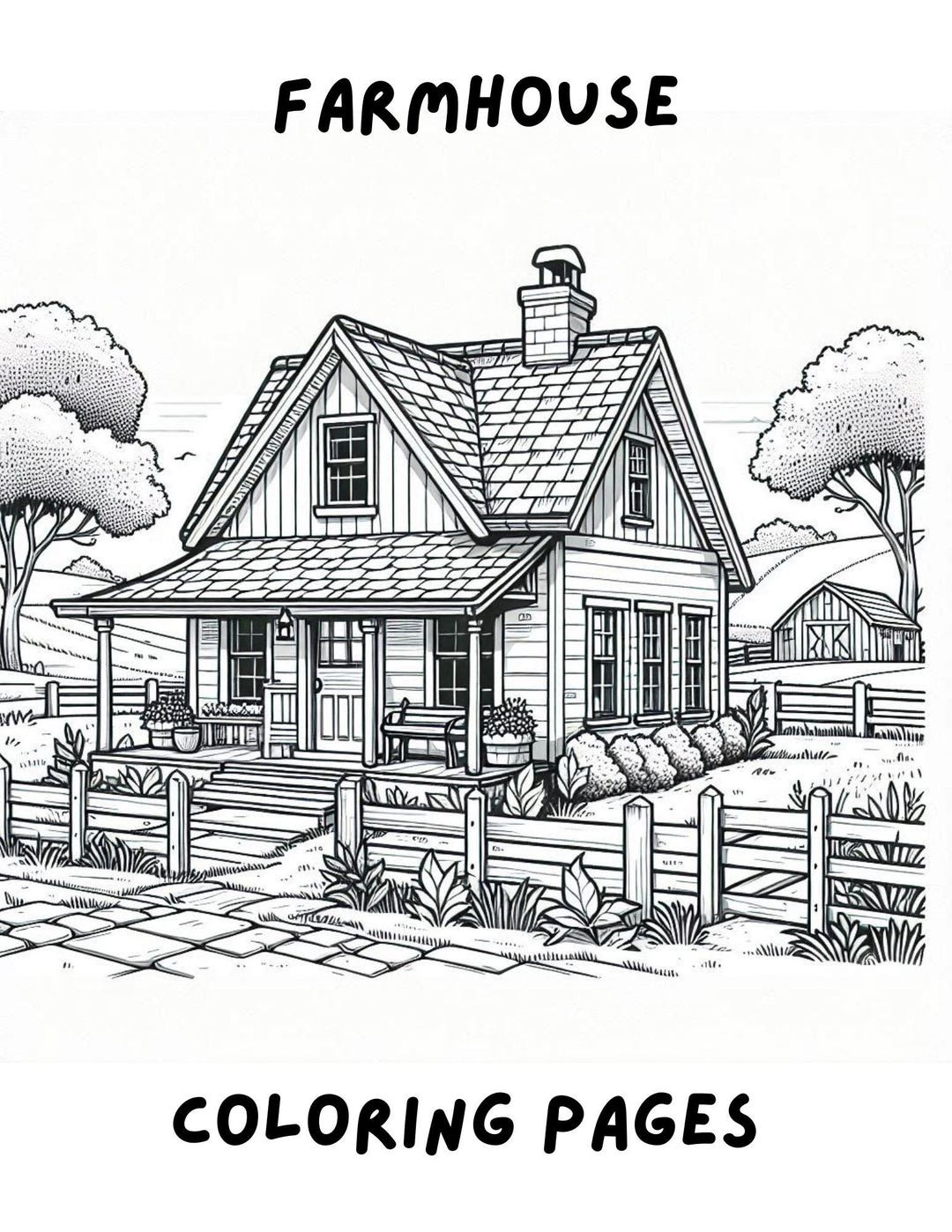 29 Farmhouses (farm House) Coloring Pages, Coloring Book, Adult ...
