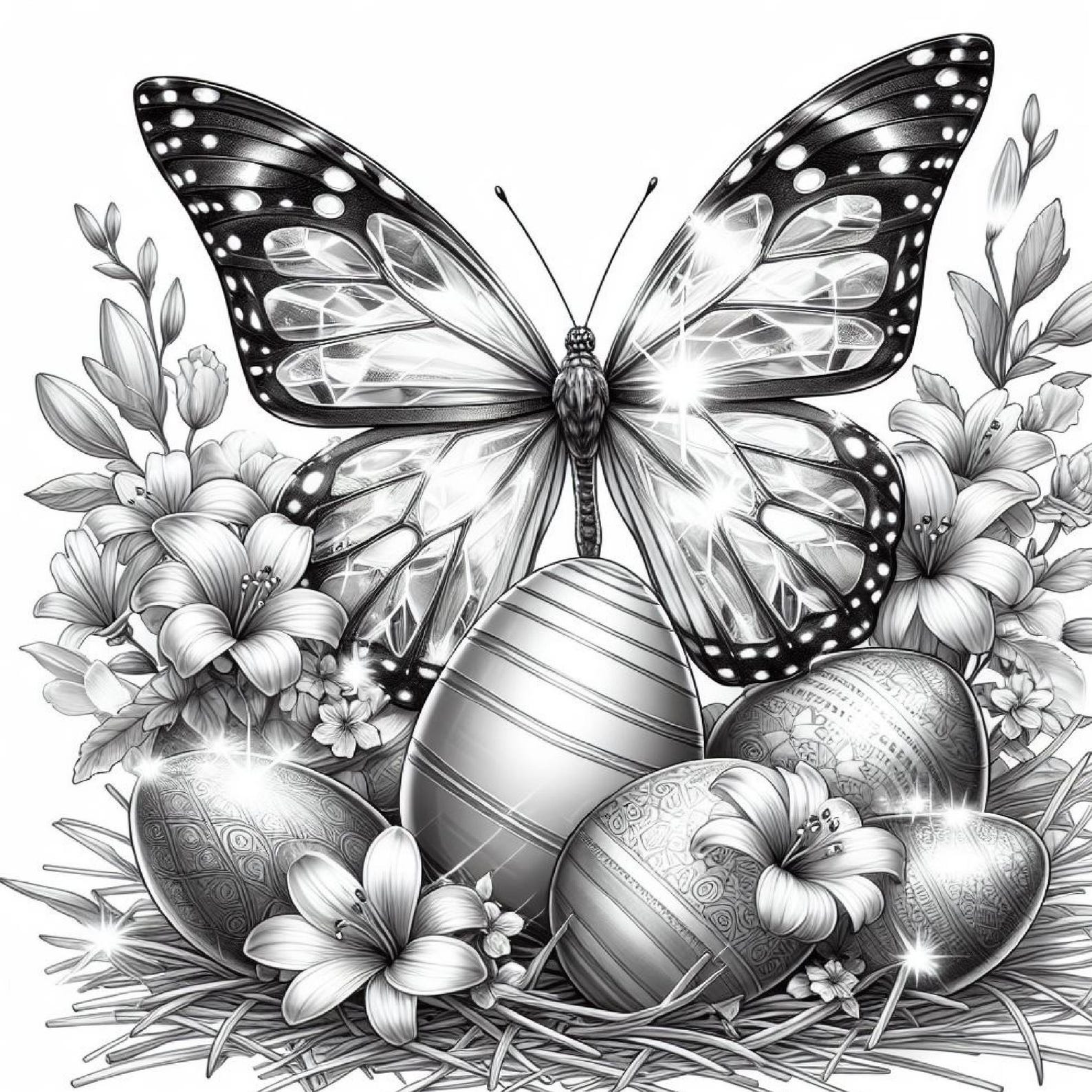 55 Easter Butterfly Coloring Pages | Spring Holiday Coloring Book ...