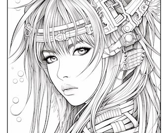 50 Anime Art Coloring Pages | Printable Manga Coloring Book for Teens & Adults | Kawaii Japanese Art