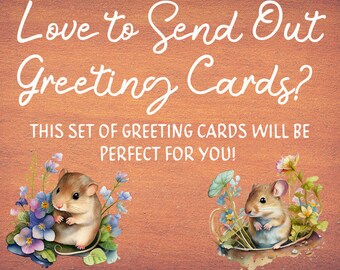 8- 5 x 7 Printable (in Canva and PDF) Blank Greeting Cards- Mouse Collection