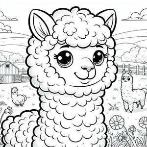 32 Cute Llama Coloring Pages, Coloring Book, Adult Coloring Book, Kids Coloring Book, Stress Relief, Kid Coloring Pages  - 32 Llama Pages