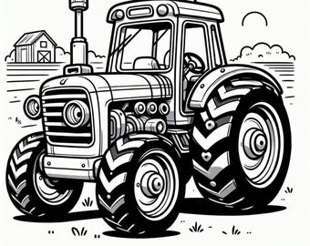 8 Tractors Coloring Pages | Printable Farm Vehicle Coloring Book for Kids | Fun Farm Life Activity