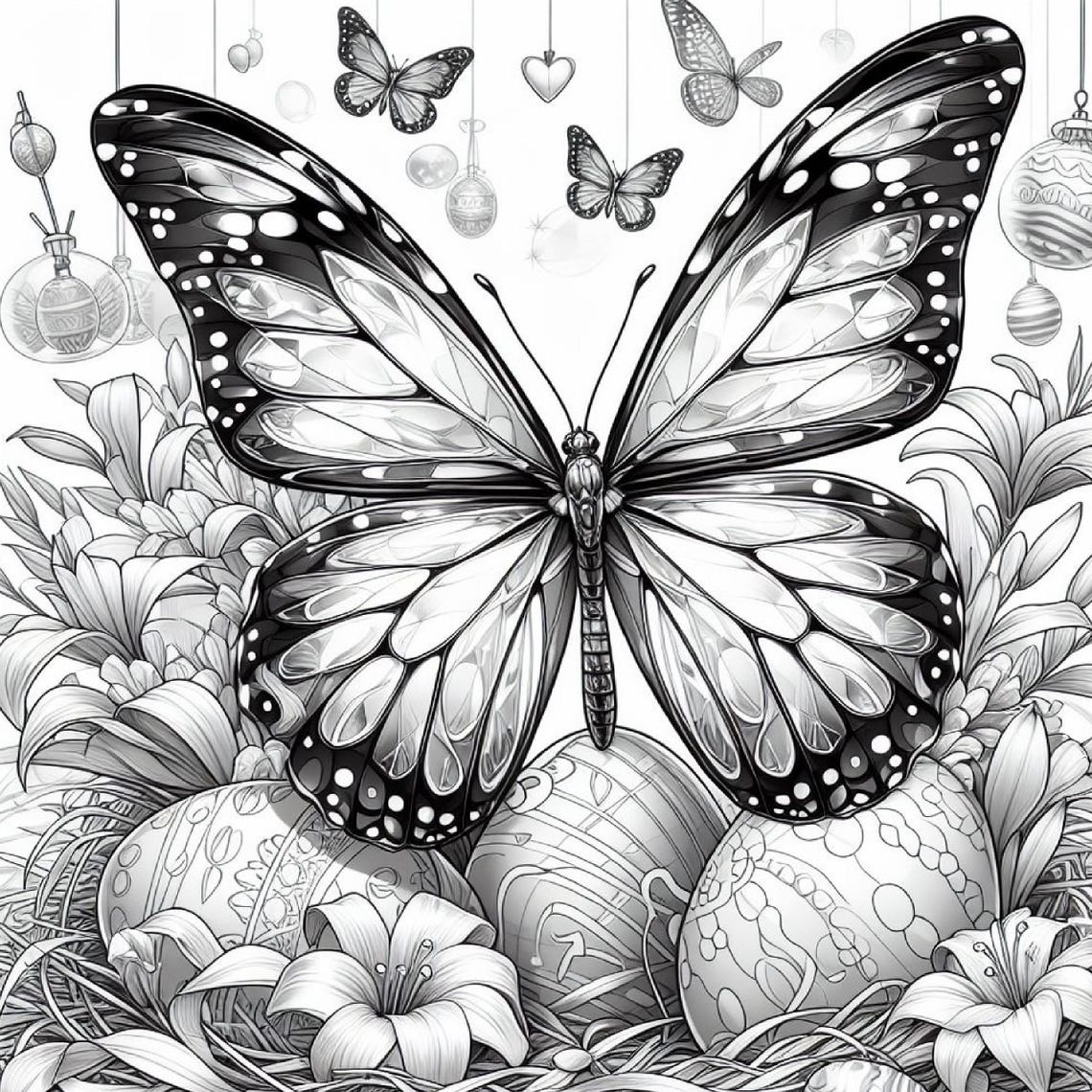 55 Easter Butterfly Coloring Pages, Coloring Book, Adult Coloring Book ...