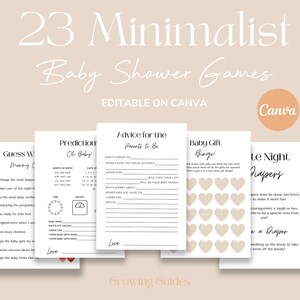 Editable Baby Shower Game Bundle, Minimalist Printable Games, Instant Download, Baby Emoji Game, Canva, Predicitions Advice, Trivia Game