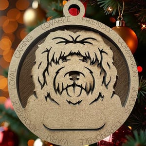 Personalized Old English Sheepdog Ornament - Custom Dog Christmas Gift - Engraved Wooden Pet Memorial -  Old English Sheepdog Lover Decor