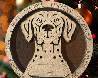 Personalized German Shorthair Pointer Ornament - Custom Dog Christmas Gift - Engraved Wooden Pet Memorial - German Shorthair Pointer Lover