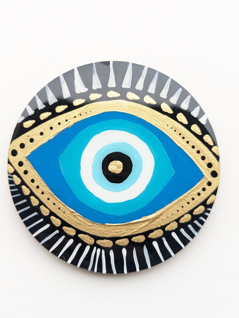 Blue - Quirklets Handpainted Clay Evil eye Fridge Magnet 24 main image 1
