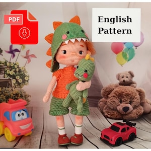 Can Doll And His Dinosaur Dubi Amigurumi Baby Doll English Pattern Instant Download PDF