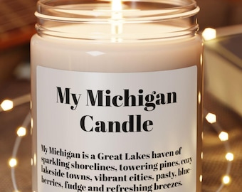 Mi vela de Michigan, vela de regalo personalizada de Michigan, recuerdo de Michigan, vela de despedida, regalo para un amigo, para quienes extrañan Michigan, vela del estado