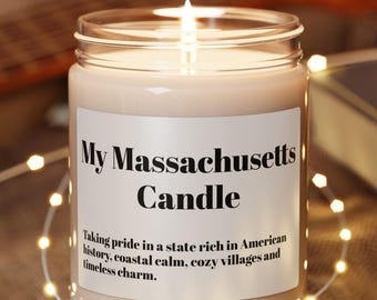 My Massachusetts Candle, Massachusetts Gift Candle, Massachusetts Moving Away, Souvenir, Farewell Candle, Friend Gift, Homesick Candle