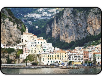 Desk Mat - Amalfi Coastal Village, Italian Coastline Desk Mat, Italy Gift