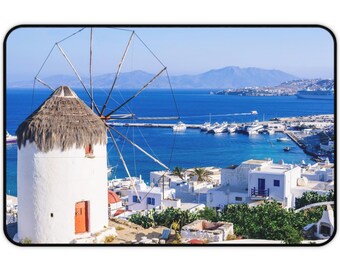 Desk Mat - Mykonos Windmill, Mykonos Greece, Greek island of the Winds, Cyclades