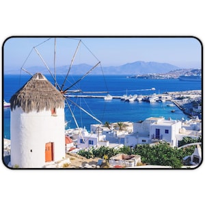 Desk Mat - Mykonos Windmill, Mykonos Greece, Greek island of the Winds, Cyclades