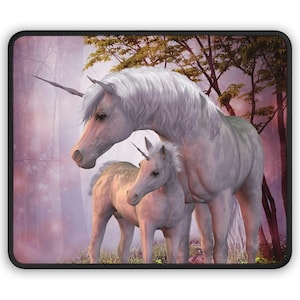 Mouse Pad - Unicorn Family, Unicorns, Unicorn gift, Unicorn fantasy mouse pad, Mousepad fantasy gift, Gift for Unicorn lover