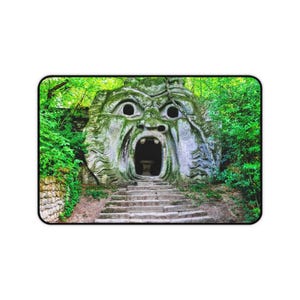 Desk Mat - Mysterious Park of Monsters of Bomarzo, Italy, Sacro Bosco, 16th Century Italian Park, Sacro Bosco Gardens, Orsini monster garden