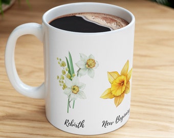 March Birth Flower Mug, Daffodil Birth Flower, March Birthday Gift, Birth Flower Gift, Daffodil Coffee Mug, Spring Mug, Mother's Day Gift