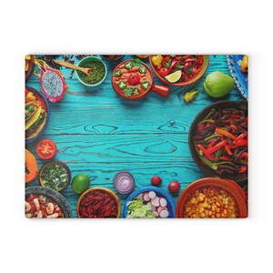 Mexican Food Glass Cutting Board, Mexican Cutting Board, Housewarming Gift, Bridal Shower Gift, Wedding Gift
