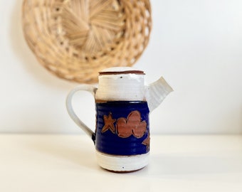 Vintage Pottery Teapot , Star And Cloud Vintage Pottery Teapot, Artist Signed Teapot