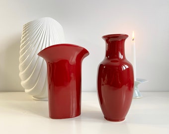 Set Of 2 Vintage Mix And Match Red Vases, Vintage Red Vases, Vintage Mix And Match Home Decor