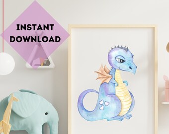Baby Flying Dragon Dino Nursery Decor( wall decor, Gender Neutral,Digital Download,cute Dragon theme)