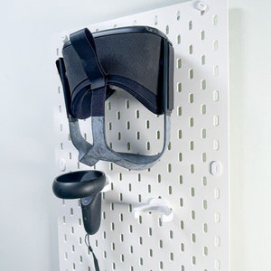 Soporte para mando y gafas Quest 1/2/3 - Pared o panel perforado IKEA Skadis - Organiza tu espacio de juego / Organización de la oficina o sala de juegos Oculus