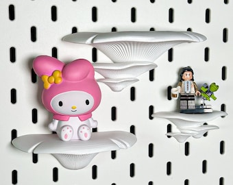 Whimsical Mushroom Shelves for IKEA Skadis Pegboard - Mystical Fairy Organizer for Home Office or Craft Room