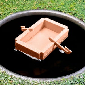 Wooden Boat Floating Tank Decor- Mining Block Video Game Inspired | ALGAE-RESISTANT