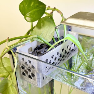 Over‑the‑Edge Aquarium Plant Pot – Fits Rimmed & Rimless Tanks, Perfect for Pothos, Monstera, Peace Lilly, other Semi‑Aquatic Plants
