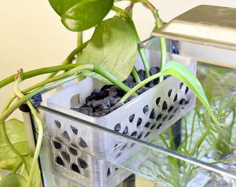 Over-de-rand aquariumplantenpot – past in aquaria met omrande en randloze, perfect voor pothos, monstera, pruim en andere semi-waterplanten