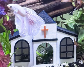 Church Hide/ Cave Aquarium Decor Enrichment | Aquarium Decoration | Fish Cave, Betta Shrimp Loach Goby Frog Hiding Spot