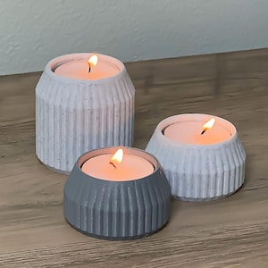 Aesthetic Minimalist Tea Candle Holder - Cute Ribbed / Striped Tea Light Ambiance Decor | 3D Printed