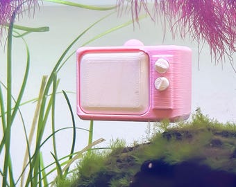 Retro TV Decor | Betta Blenny Enrichment | Suction Cup | ALGAE-RESISTANT | Vintage Entertainment for Fish Aquariums