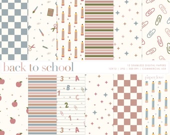Pastel Back to School Seamless Pattern, Digital Paper for Classroom Decor & Teacher Resources, Cute Teacher Graphics Commercial Use Download