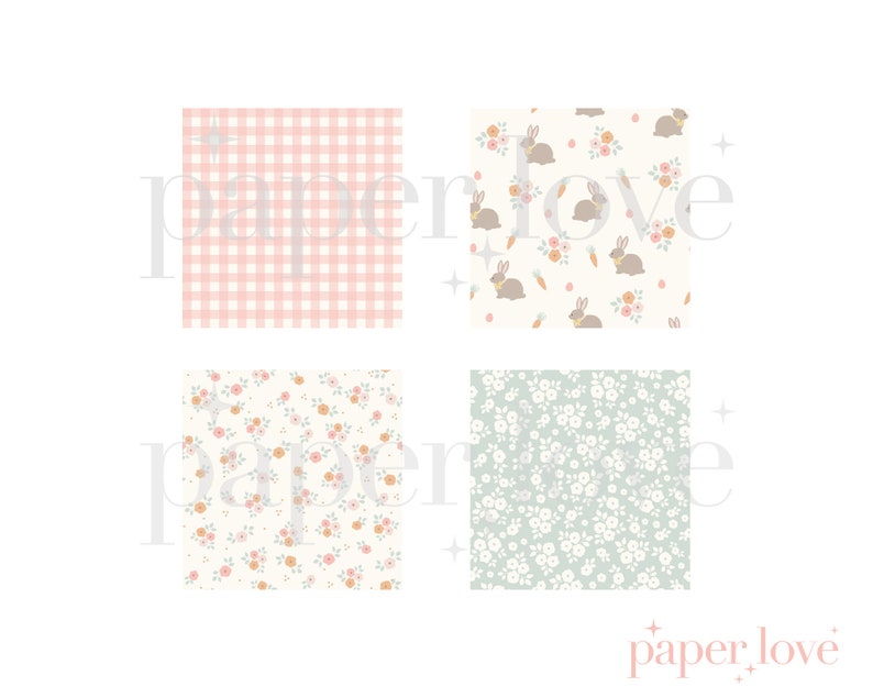 12 Easter Seamless Digital Paper, Spring Floral Easter Bunny ...