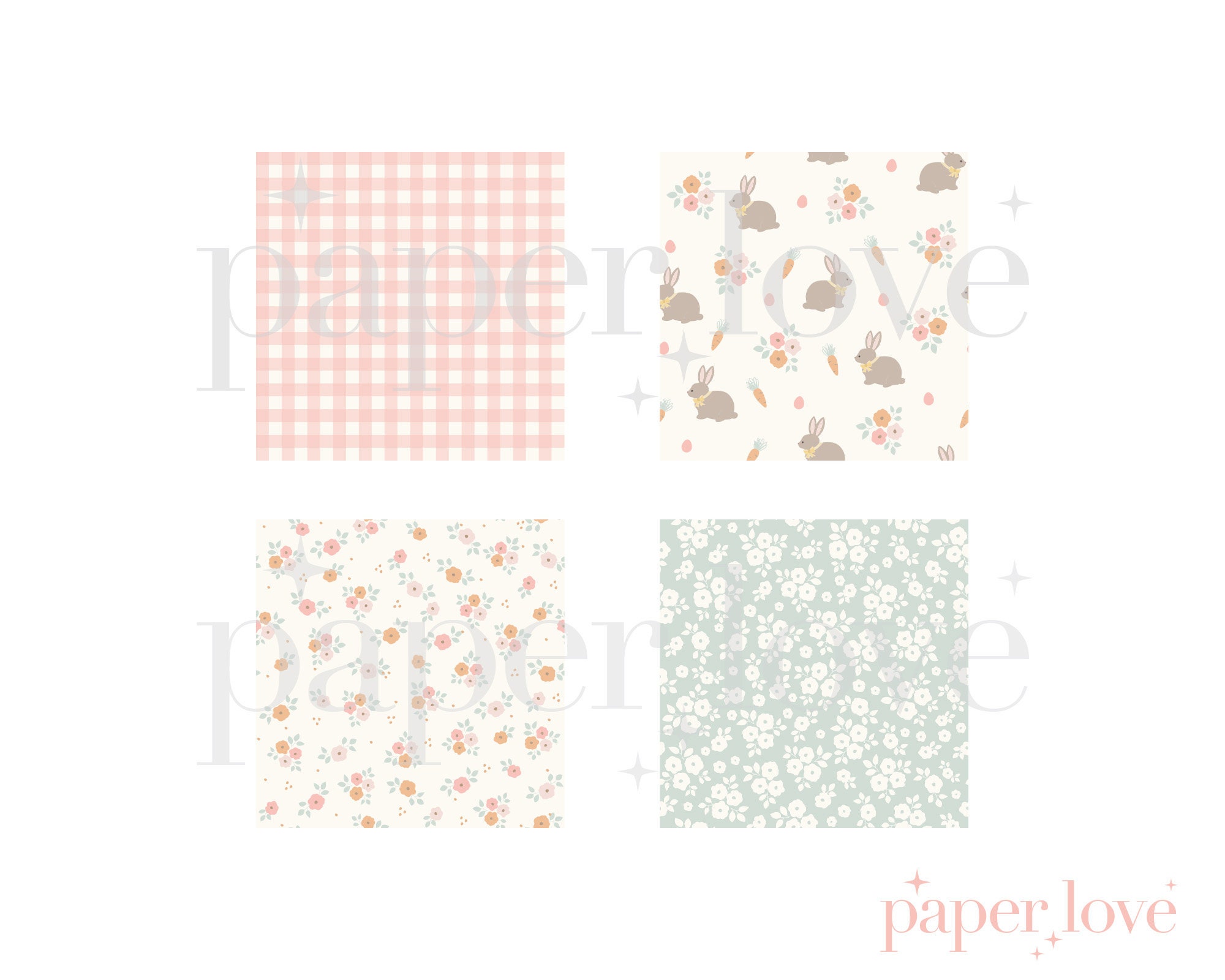 12 Easter Seamless Digital Paper, Spring Floral Easter Bunny ...