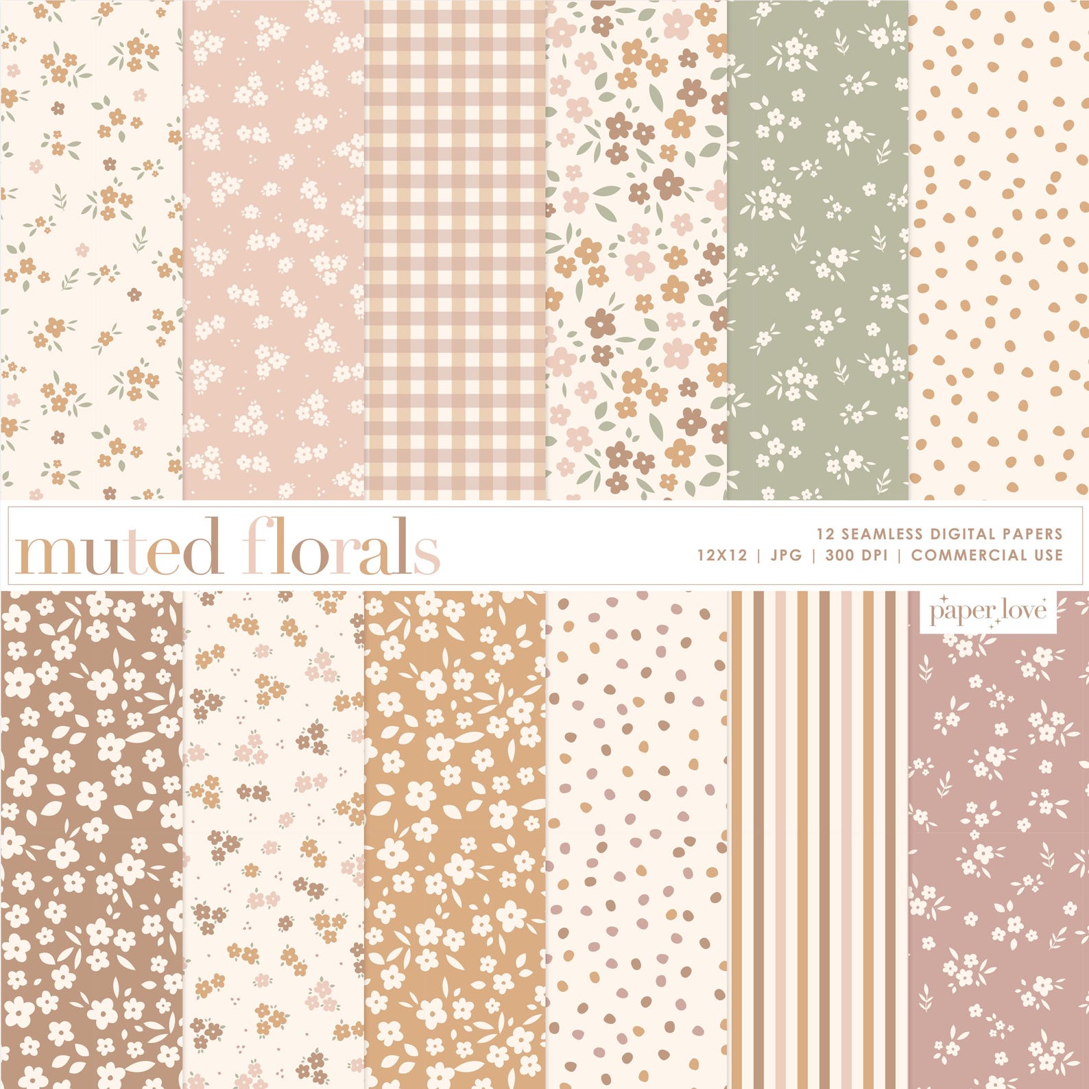 Muted Fall Design Muted Fall Floral Digital Paper, Spring Floral Seamless Pattern, Floral ...