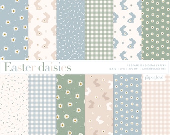 12 Easter Seamless Digital Papers, Easter Scrapbook Paper, Bunny Backgrounds, Easter Patterns Digital Paper, Commercial Use Digital Paper