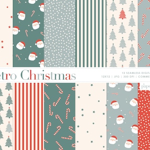 Weihnachten Digital Paper, Weihnachten Scrapbook Papier, Santa Digital Paper, Weihnachten Hintergründe, nahtlose Weihnachtspapiere, kommerzielle Nutzung