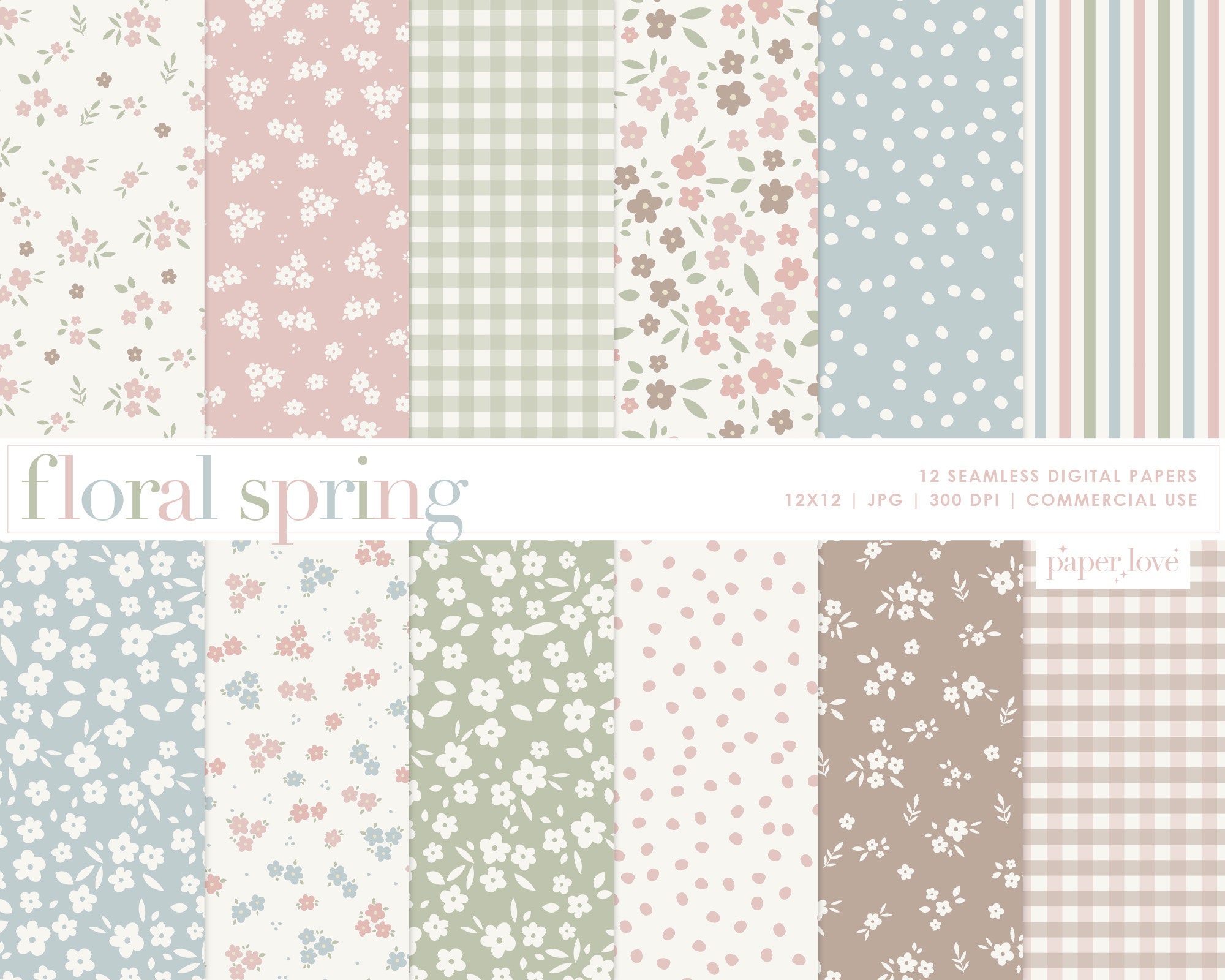 Spring Floral Seamless Digital Paper, Pastel Floral Spring Seamless ...